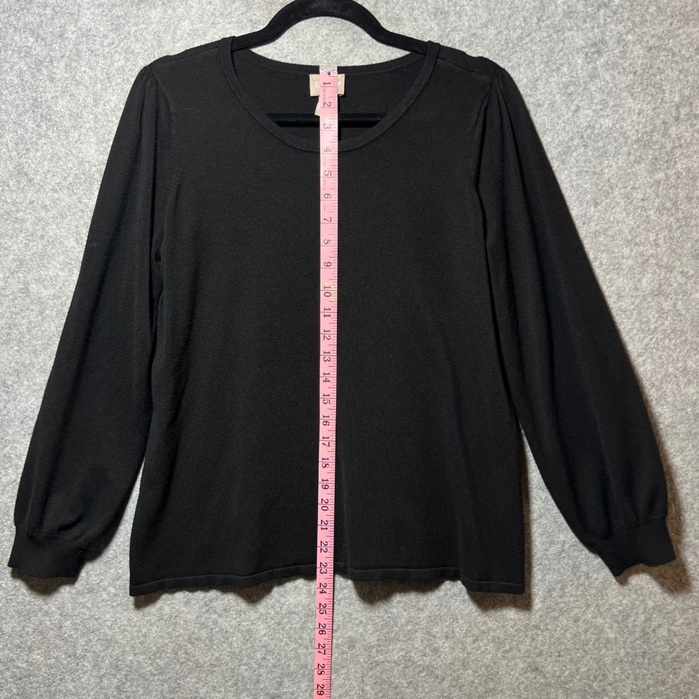 Chicos Size 1 Black‎ Long Sleeve Puff Sleeve Crew Neck Sweater Small - Picture 4 of 6